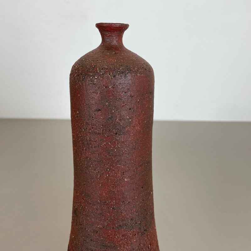 Vintage abstracte rode keramische Studio Pottery vaas van Gerhard Liebenthron, Duitsland 1970