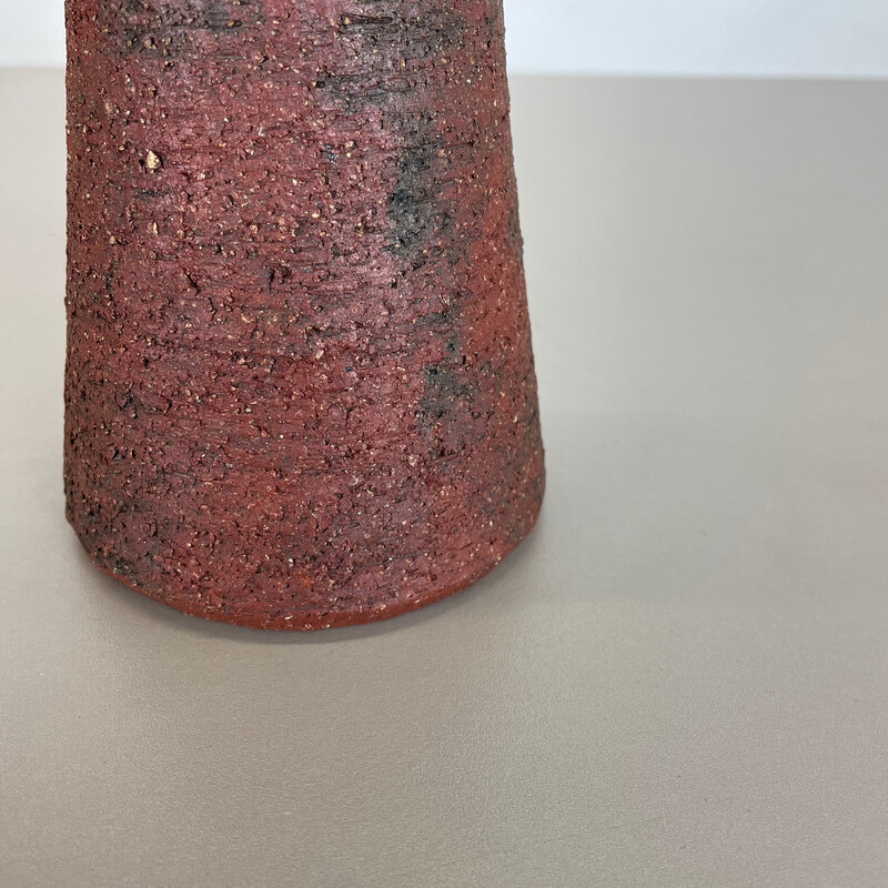 Vintage abstract red ceramic Studio Pottery vase by Gerhard Liebenthron, Germany 1970s