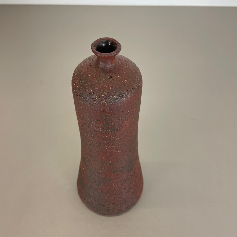 Vintage abstract red ceramic Studio Pottery vase by Gerhard Liebenthron, Germany 1970s