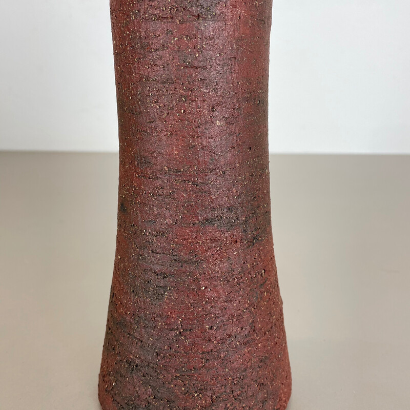 Vintage abstract red ceramic Studio Pottery vase by Gerhard Liebenthron, Germany 1970s