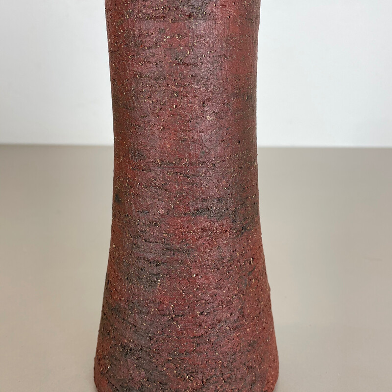 Vintage abstracte rode keramische Studio Pottery vaas van Gerhard Liebenthron, Duitsland 1970
