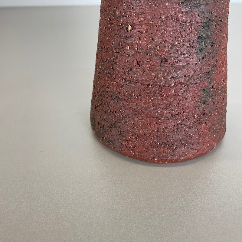 Vintage abstract red ceramic Studio Pottery vase by Gerhard Liebenthron, Germany 1970s