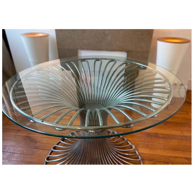 Table vintage en verre fumé par Gastone Rinaldi pour Rima, 1970