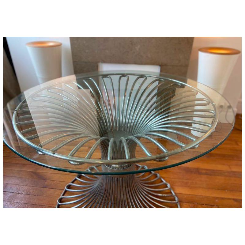 Vintage smoked glass table by Gastone Rinaldi for Rima, 1970
