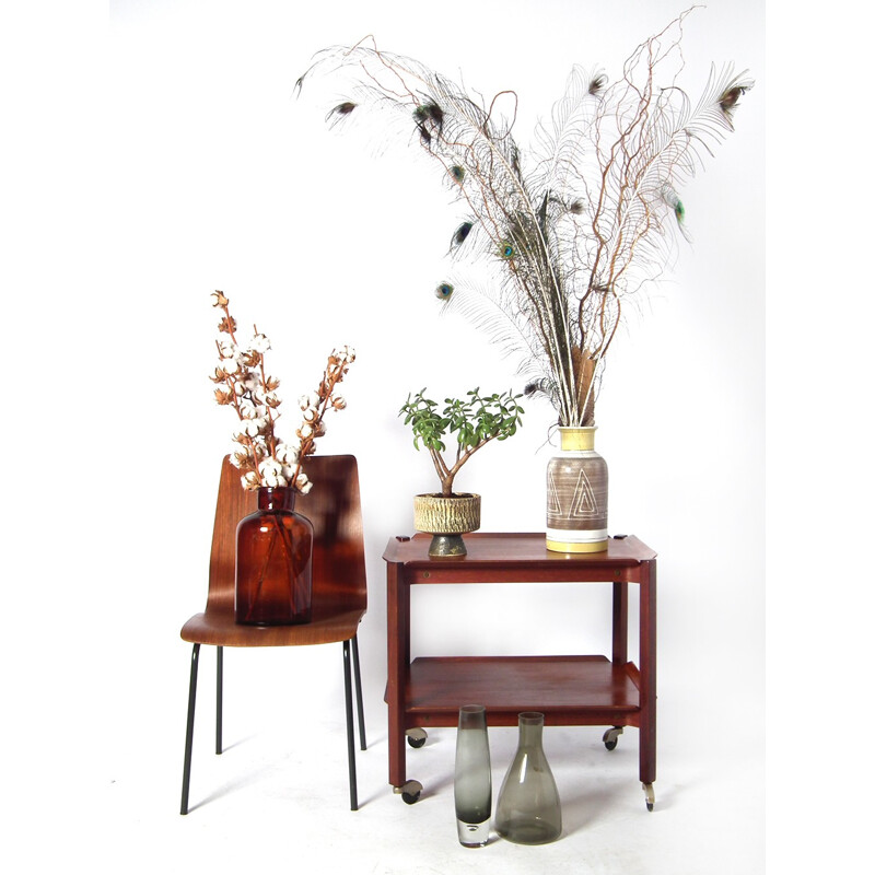 Brown teak serving table - 1950s