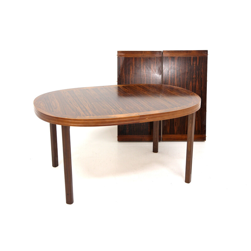 Vintage rosewood table with 2 extensions, Sweden 1960