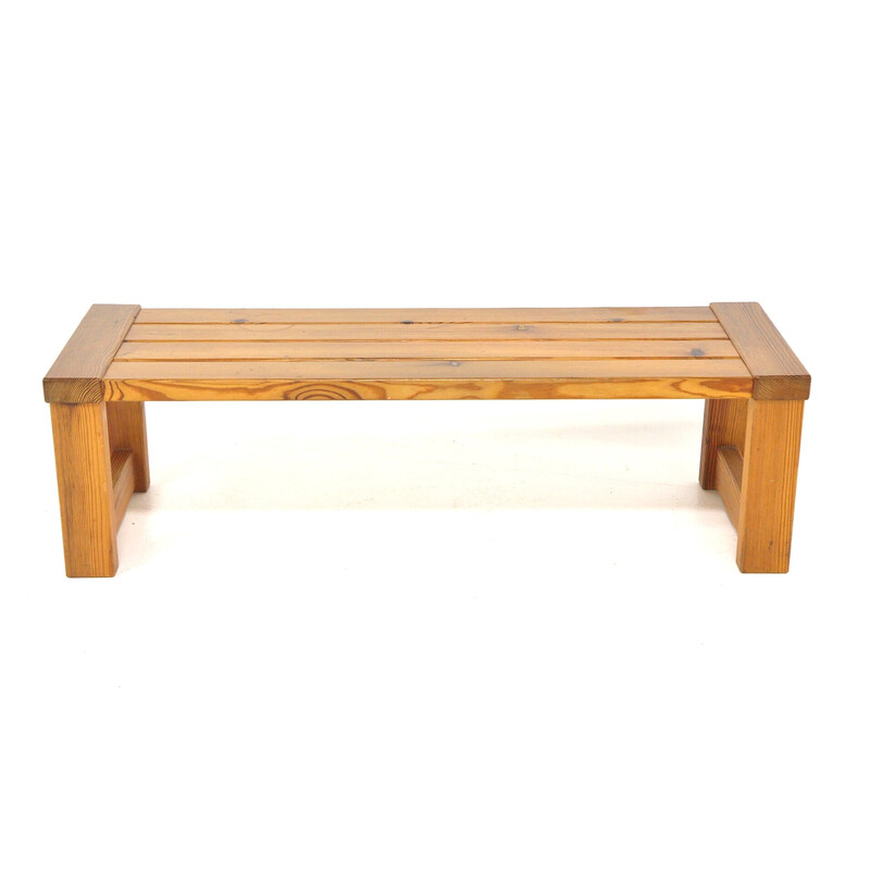 Minimalist vintage pine bench, Sweden 1970