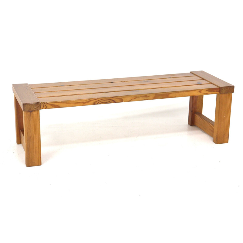 Minimalist vintage pine bench, Sweden 1970