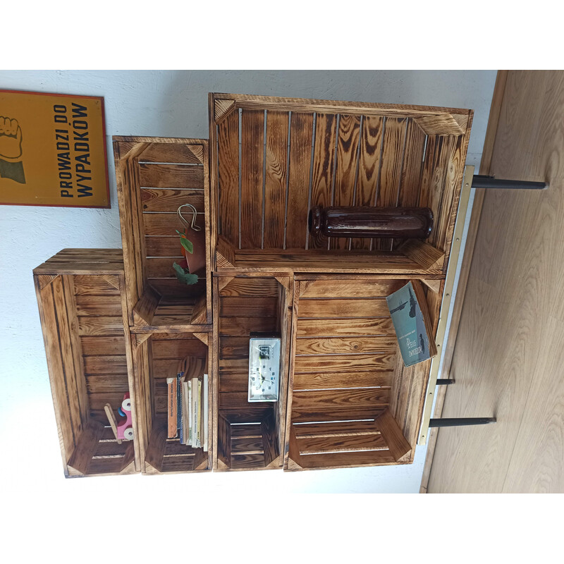 Set of vintage wooden boxes