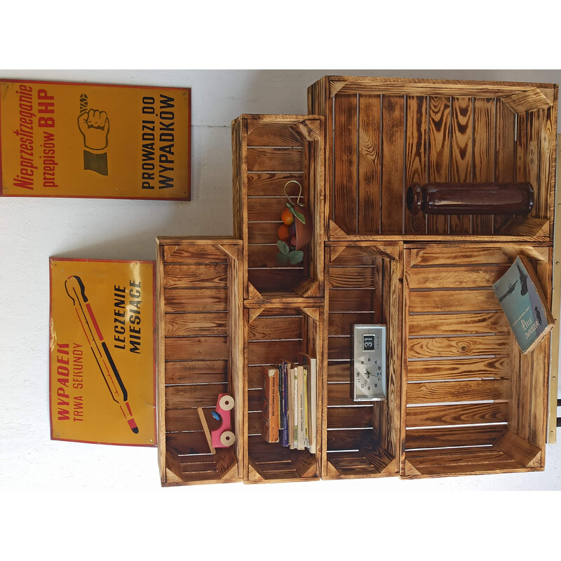 Set of vintage wooden boxes