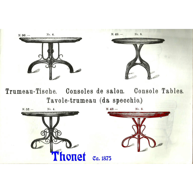 Mesa de consola de mármore Vintage "Thonet n3", 1880