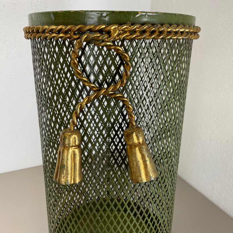Porte-parapluies vintage en métal doré par Li Puma, Italie 1950