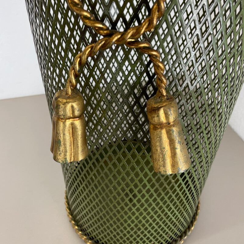 Vintage umbrella stand in gilded metal by Li Puma, Italy 1950s