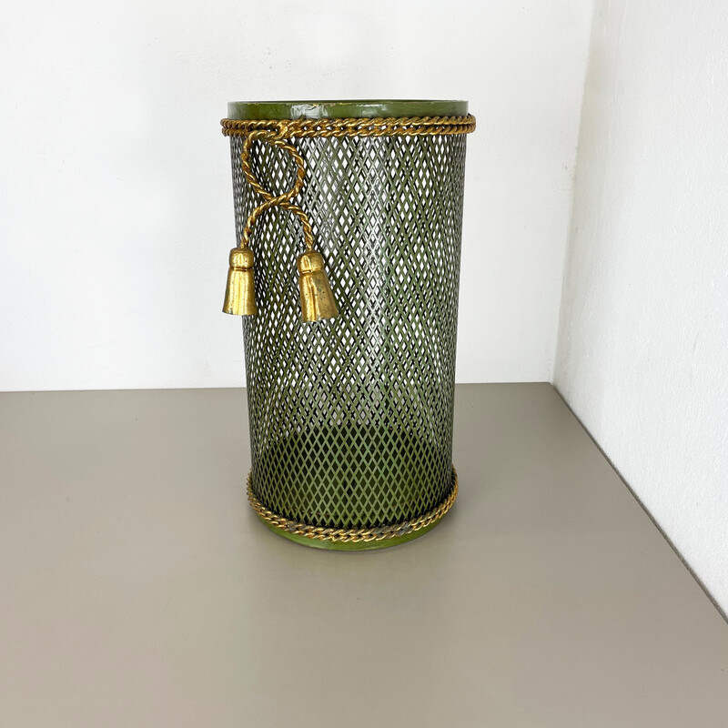 Vintage umbrella stand in gilded metal by Li Puma, Italy 1950s