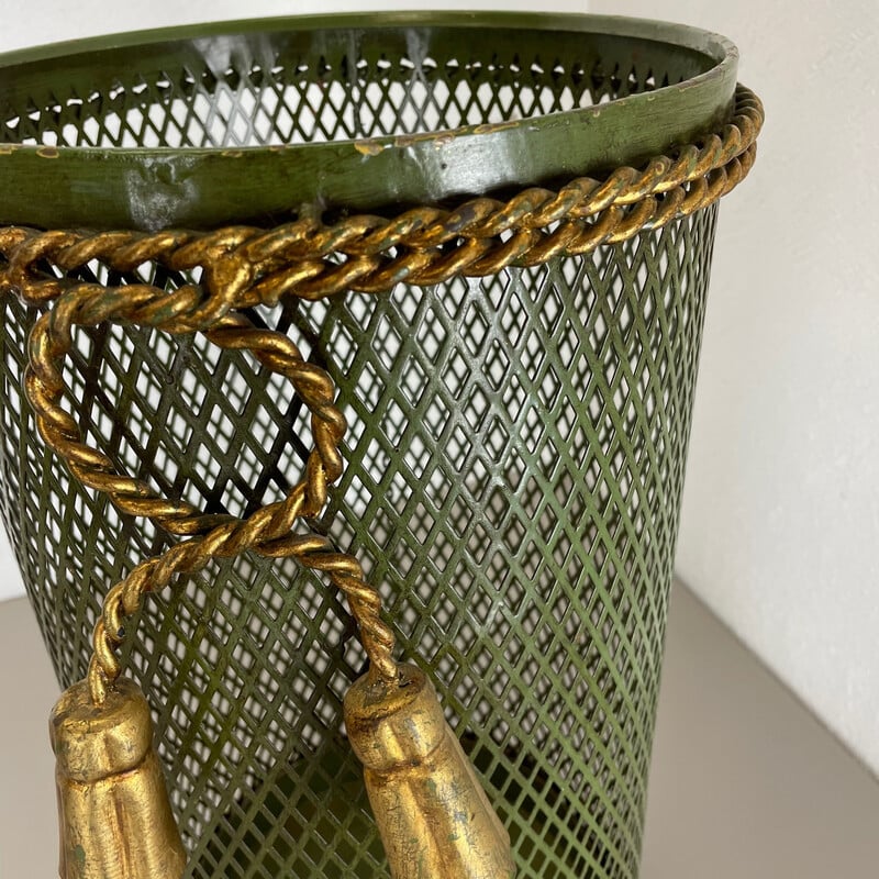 Vintage umbrella stand in gilded metal by Li Puma, Italy 1950s