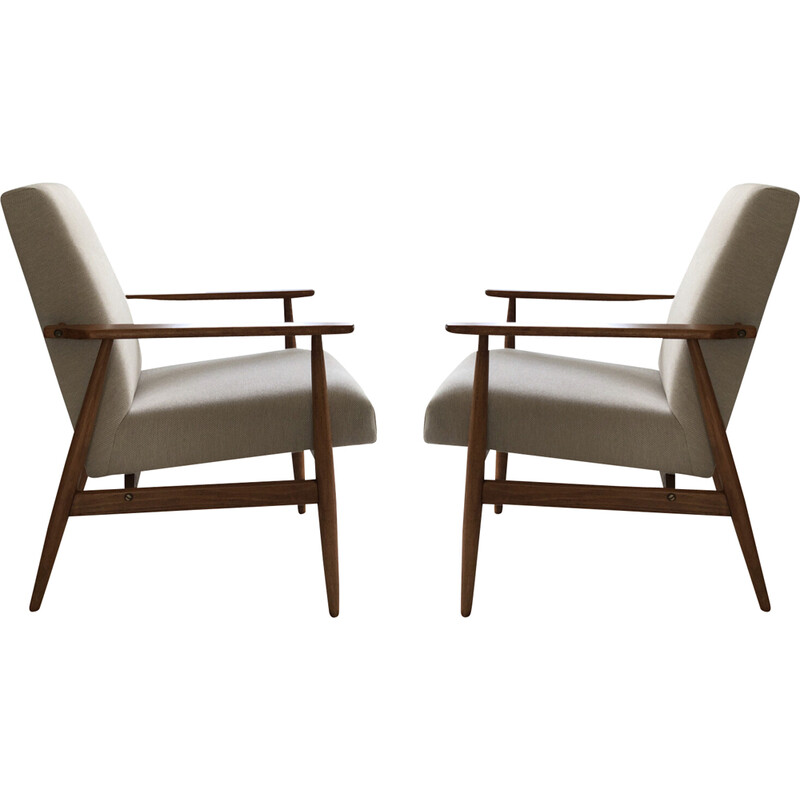 Pair of mid century beige armchairs by Henryk Lis, 1960s