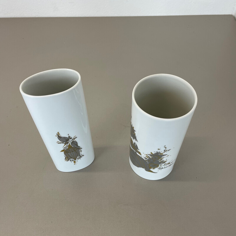 Coppia di vasi in porcellana di Björn Wiinblad per Rosenthal studio line, Germania anni '70