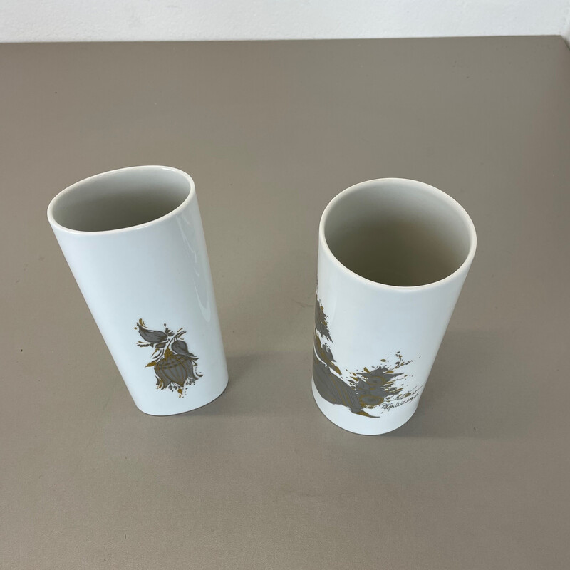 Pair of vintage porcelain vases by Björn Wiinblad for Rosenthal studio line, Germany 1970s