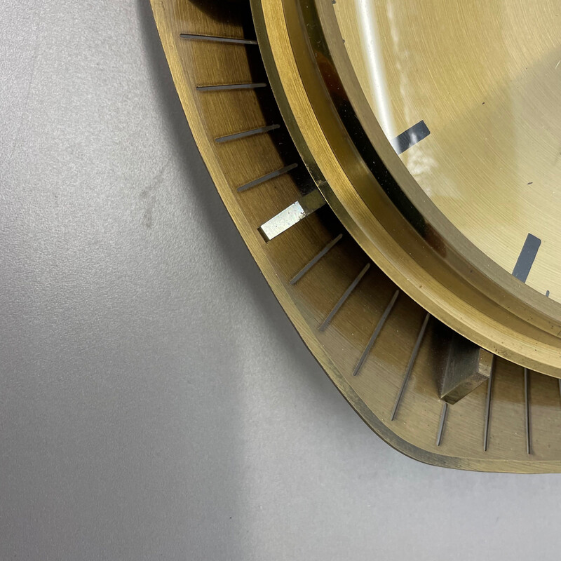 Vintage wall clock in brass and metal for Atlanta Electric, Germany 1950s