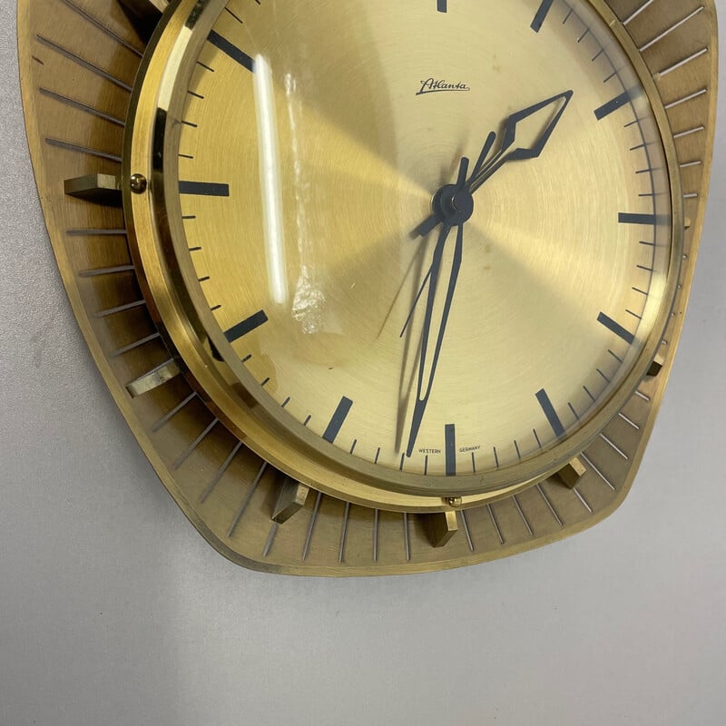 Vintage Wanduhr aus Messing und Metall für Atlanta Electric, Deutschland 1950er Jahre