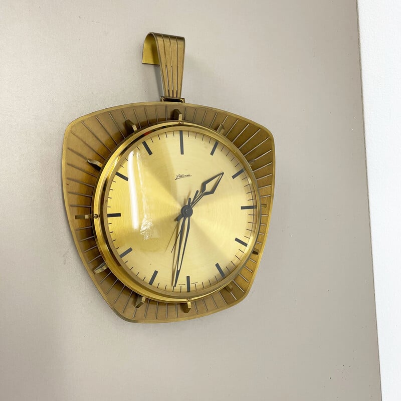 Vintage wall clock in brass and metal for Atlanta Electric, Germany 1950s