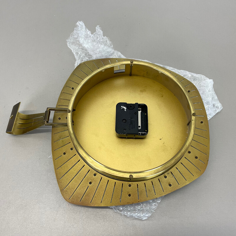 Relógio de parede Vintage em latão e metal para Atlanta Electric, Alemanha 1950