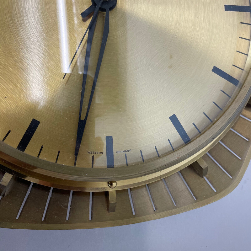 Vintage wall clock in brass and metal for Atlanta Electric, Germany 1950s