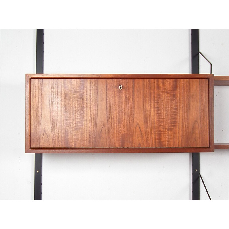 Wall unit in teak with several shelves and two storage compartements by Poul Cadovius - 1950s
