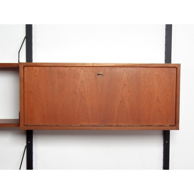 Wall unit in teak with several shelves and two storage compartements by Poul Cadovius - 1950s