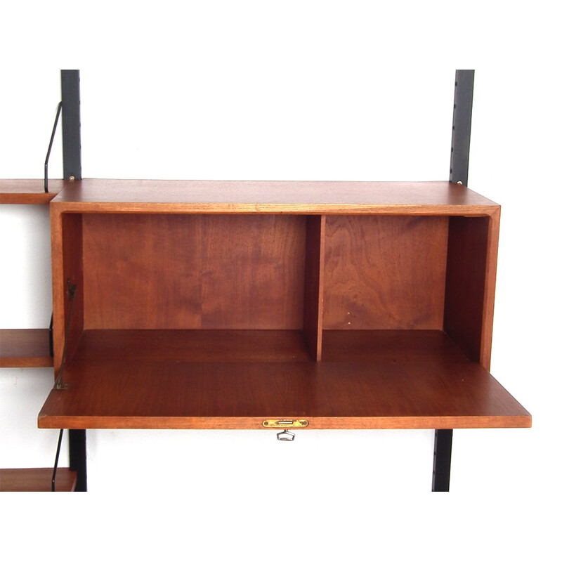 Wall unit in teak with several shelves and two storage compartements by Poul Cadovius - 1950s