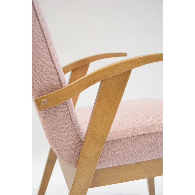 Armchair "300-123" in pink, M. PUCHALA - 1950s