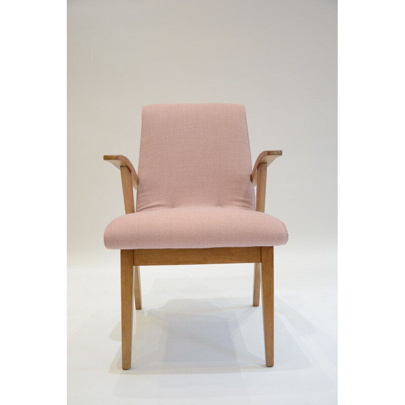 Armchair "300-123" in pink, M. PUCHALA - 1950s