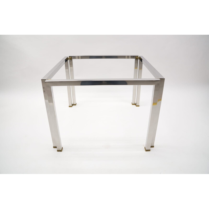 Pair of vintage brass, chrome and glass T28 coffee tables by Peter Ghyczy, Netherlands 1970s