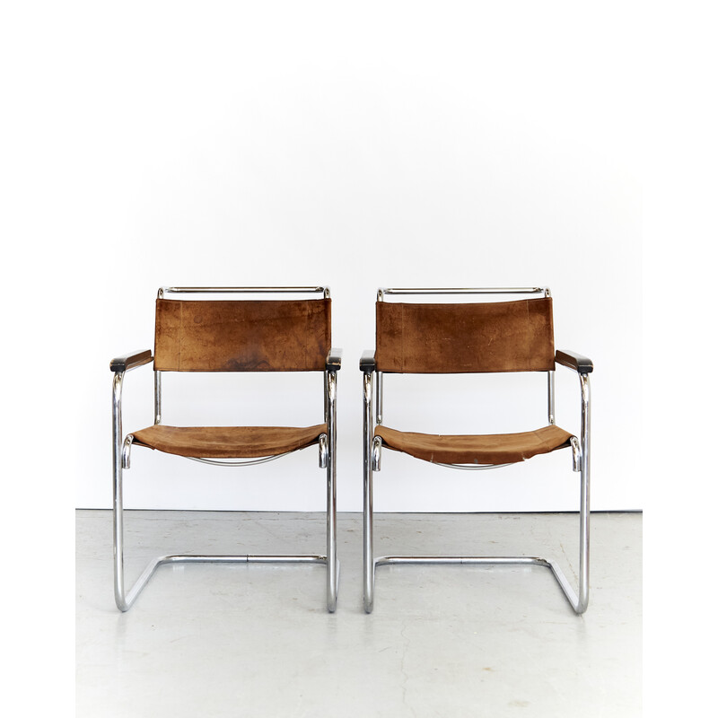 Paar vintage model S34 fauteuils van Mart Stam voor Thonet, 1970