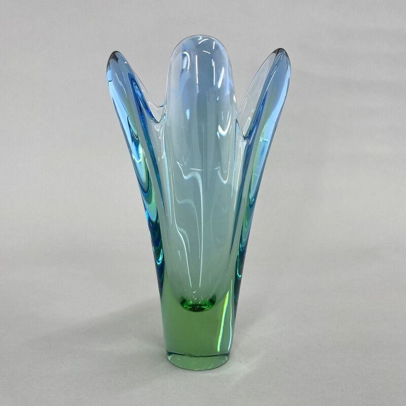 Vase vintage en verre d'art par Josef Hospodka pour Chřibská Glassworks, Tchécoslovaquie 1960