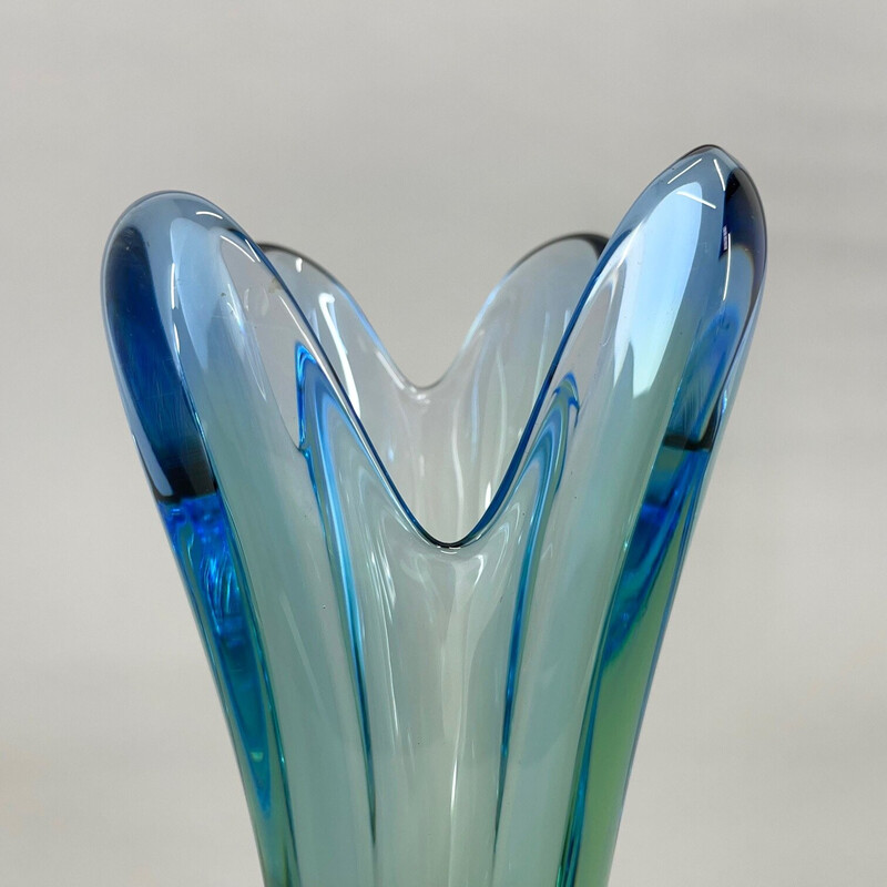Vintage vaso de vidro de arte de Josef Hospodka para Chřibská Glassworks, Checoslováquia, anos 60