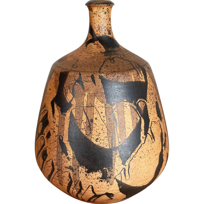 Vintage vaso de cerâmica abstracto Studio por Gerhard Liebenthron, Alemanha 1980