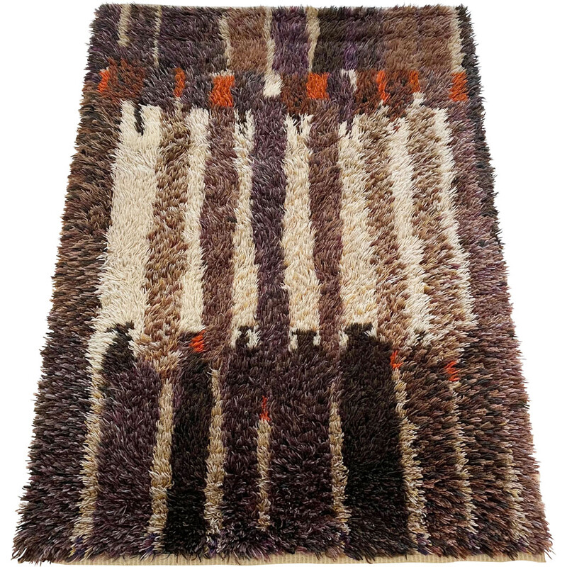 Vintage Scandinavian high pile Pop Art Rya rug, Sweden 1960s