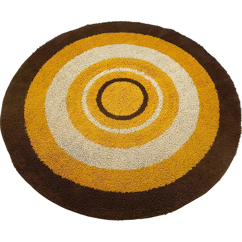 Vintage multi-color high pile Rya rug by Reichel, Germany 1970s