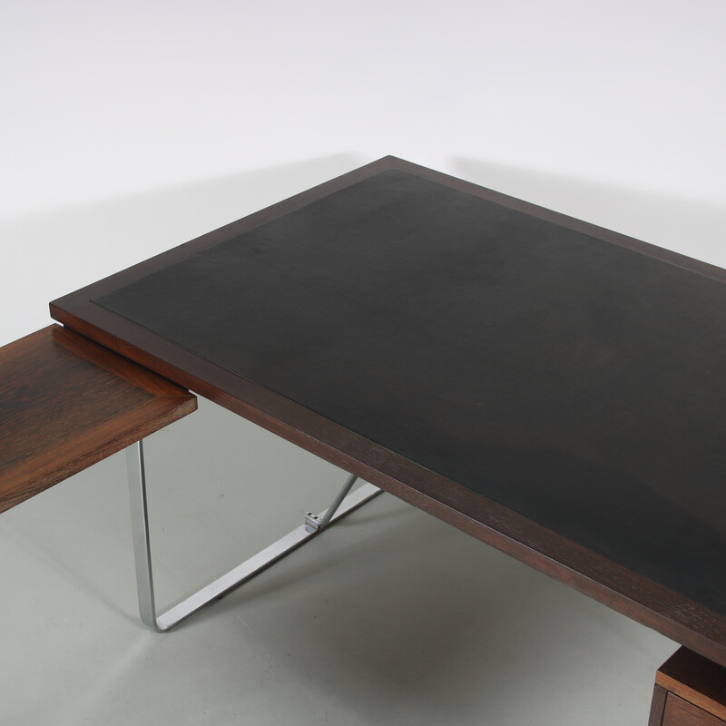 Vintage desk in wood, steel and leather by Jorge Lund and Ole Larsen for Bo-Ex, Denmark 1960s