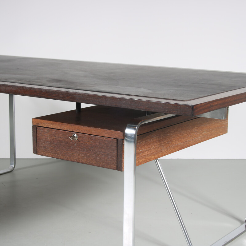 Vintage desk in wood, steel and leather by Jorge Lund and Ole Larsen for Bo-Ex, Denmark 1960s