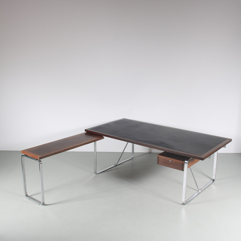 Vintage desk in wood, steel and leather by Jorge Lund and Ole Larsen for Bo-Ex, Denmark 1960s