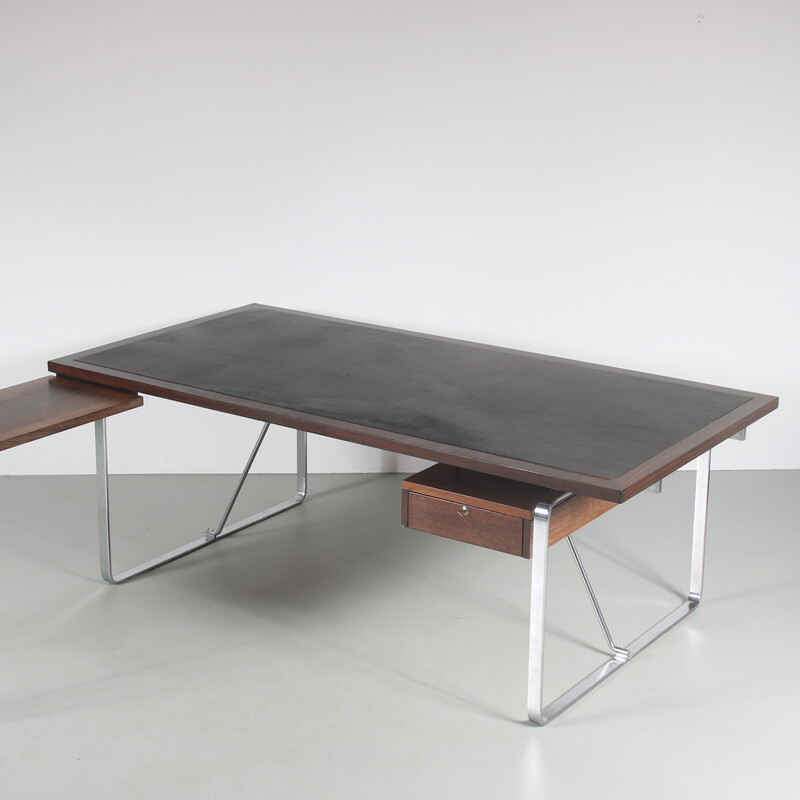 Vintage Schreibtisch aus Holz, Stahl und Leder von Jorge Lund und Ole Larsen für Bo-Ex, Dänemark 1960er Jahre