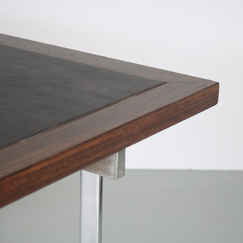 Vintage desk in wood, steel and leather by Jorge Lund and Ole Larsen for Bo-Ex, Denmark 1960s