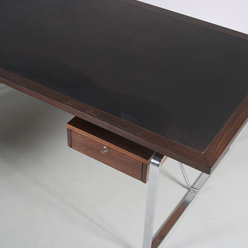 Vintage desk in wood, steel and leather by Jorge Lund and Ole Larsen for Bo-Ex, Denmark 1960s