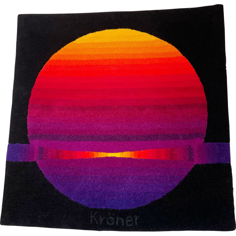 Vintage wall rug "Sun" by Ewald Kröner for Schloss Hackhausen, Germany 1970s