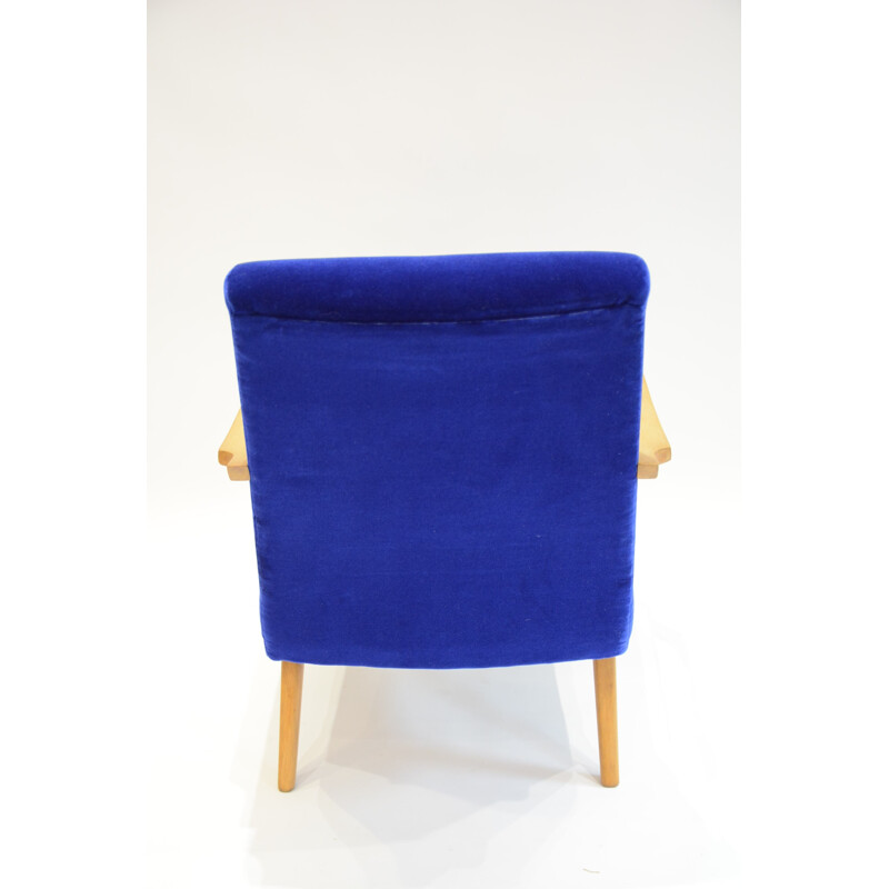 Ton Czech armchairs with compass legs in blue - 1960s