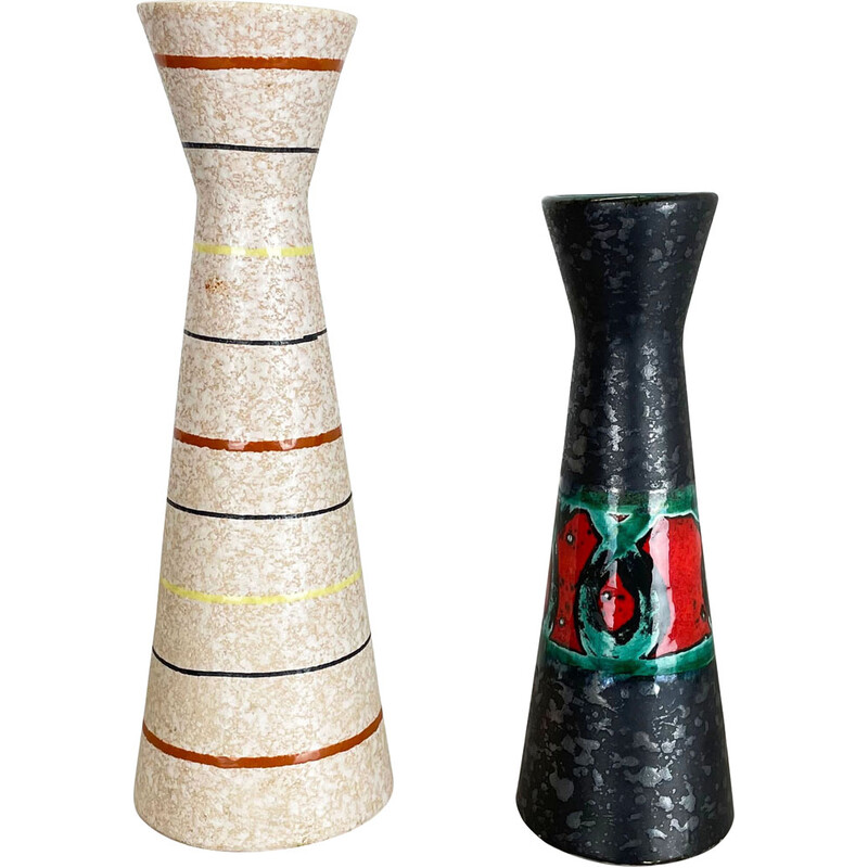 Paire de vases vintage en poterie