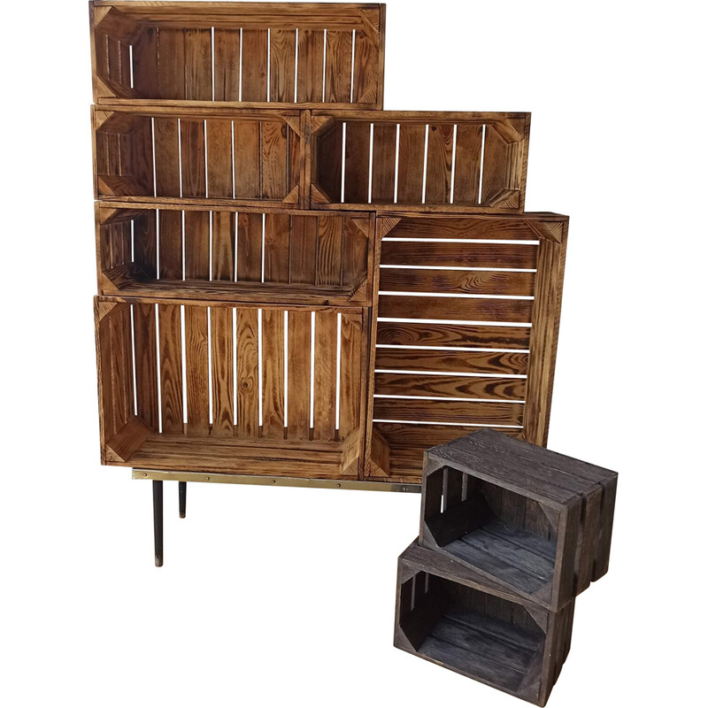 Juego 5 cajas de madera natural estilo retro - ✌️ Cajas madera decoracion