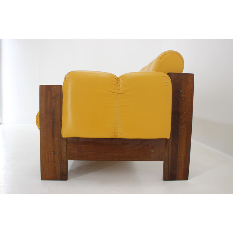 Vintage leatherette sofa, Czechoslovakia 1970s